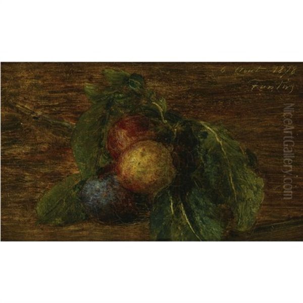 A Still Life With Prunes Oil Painting by Henri Fantin-Latour