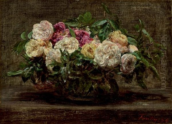 Roses Epanouies Oil Painting by Henri Fantin-Latour