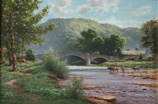 Cattle Watering Oil Painting by Reginald Aspinwall