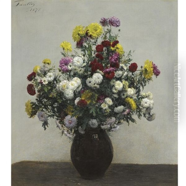 Chrysanthemes Oil Painting by Henri Fantin-Latour