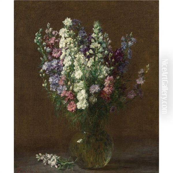 Pieds D'alouette Oil Painting by Henri Fantin-Latour