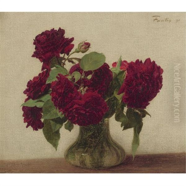 Roses Foncees Oil Painting by Henri Fantin-Latour