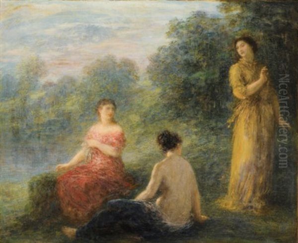 Trois Nymphes Pres D'une Source Oil Painting by Henri Fantin-Latour