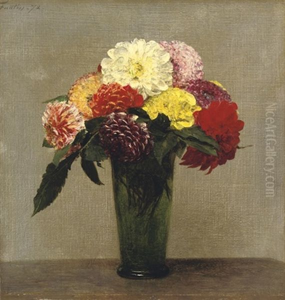 Bouquet De Dahlias Oil Painting by Henri Fantin-Latour