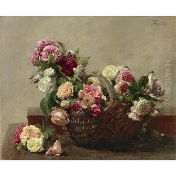 Panier De Roses Oil Painting by Henri Fantin-Latour