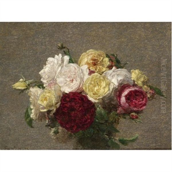 Bouquet De Roses Oil Painting by Henri Fantin-Latour