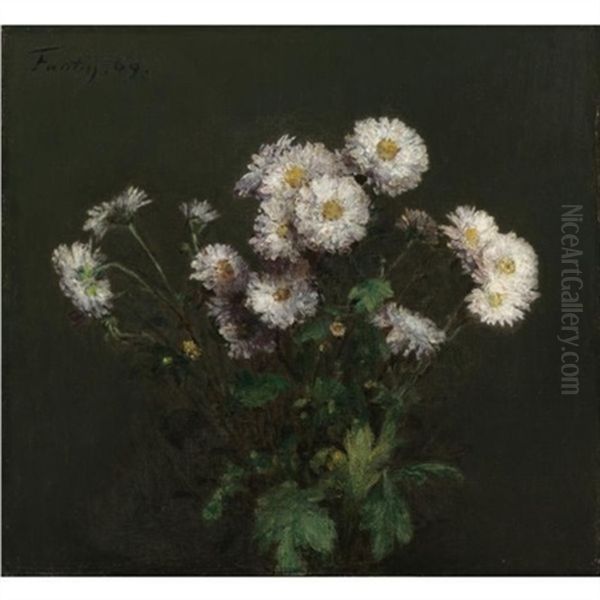 Bouquet De Chrysanthemes Blancs Oil Painting by Henri Fantin-Latour