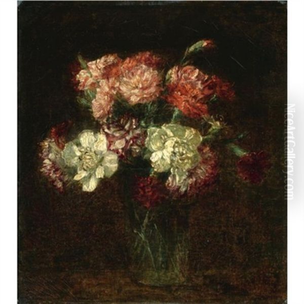 Oeillets Oil Painting by Henri Fantin-Latour