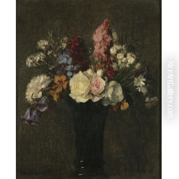 Vase De Fleurs Variees Oil Painting by Henri Fantin-Latour