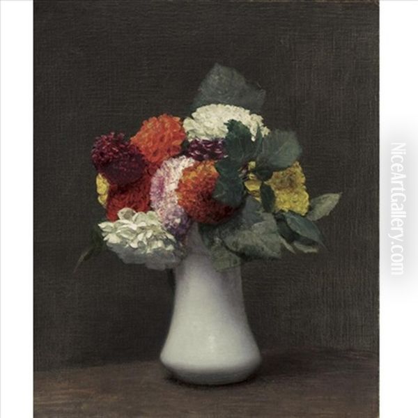 Dahlias Oil Painting by Henri Fantin-Latour