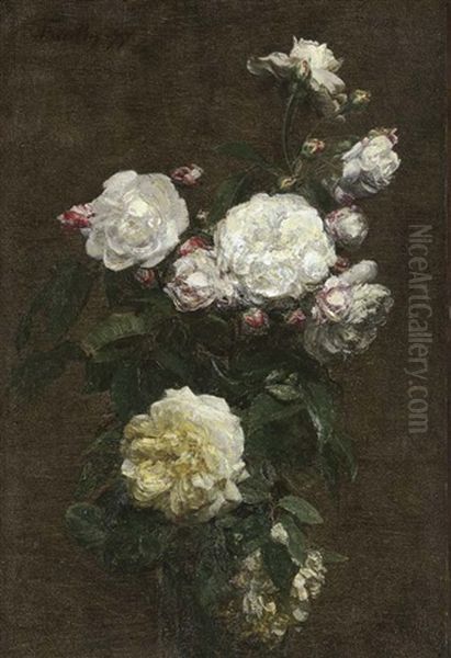 Roses Blanches Oil Painting by Henri Fantin-Latour