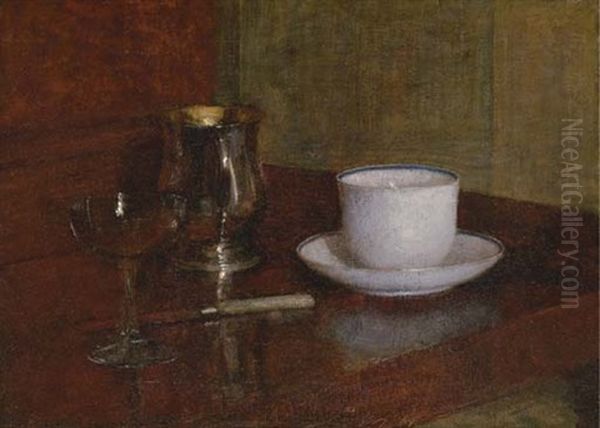 Nature Morte, Tasse, Gobelet D'argent Et Coupe De Champagne Oil Painting by Henri Fantin-Latour