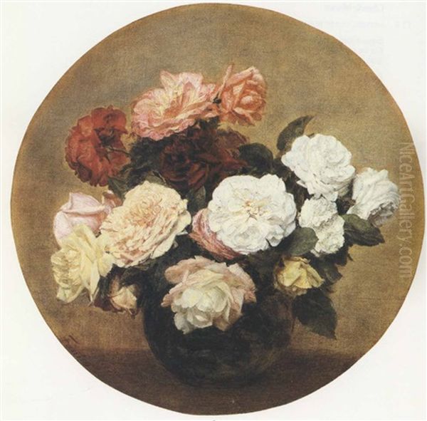 Grand Bouquet De Roses Oil Painting by Henri Fantin-Latour