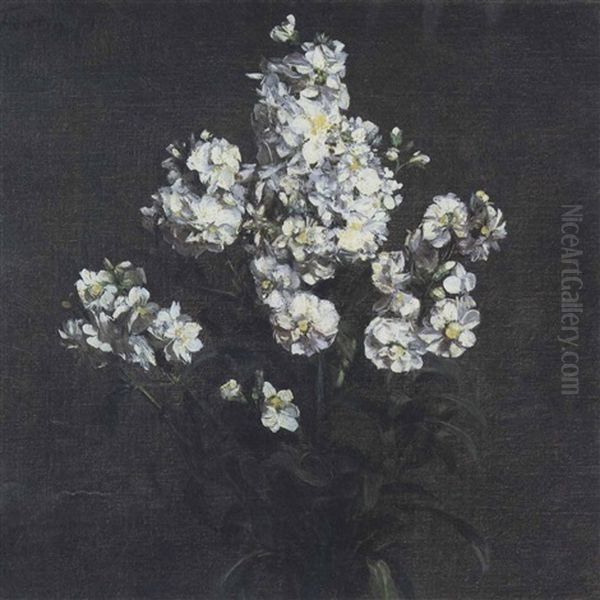 Bouquet De Giroflees Blanches Oil Painting by Henri Fantin-Latour