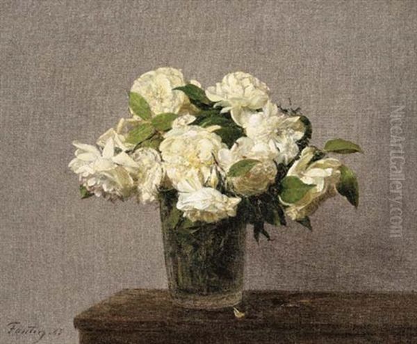 Roses Blanches Dans Un Vase Oil Painting by Henri Fantin-Latour