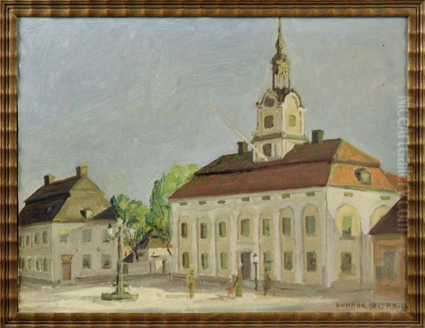 Stadsmotiv Oil Painting by Erik Gunnard Asplund