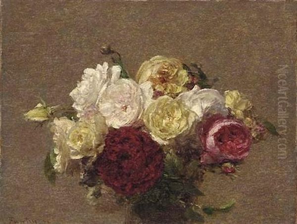 Bouquet De Roses Oil Painting by Henri Fantin-Latour