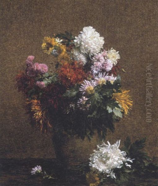 Grand Bouquet De Chrysanthemes by Henri Fantin-Latour