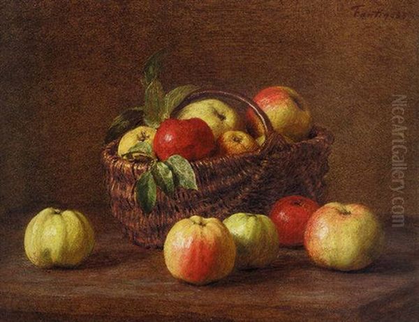 Pommes Dans Un Panier Et Sur La Table Oil Painting by Henri Fantin-Latour