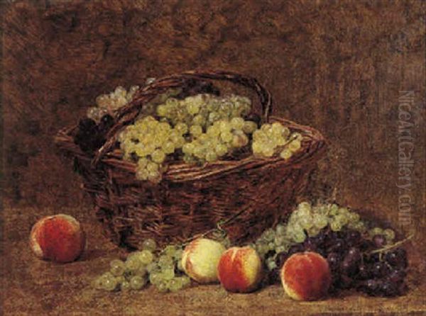 Panier De Raisins Blancs Et De Peches Oil Painting by Henri Fantin-Latour