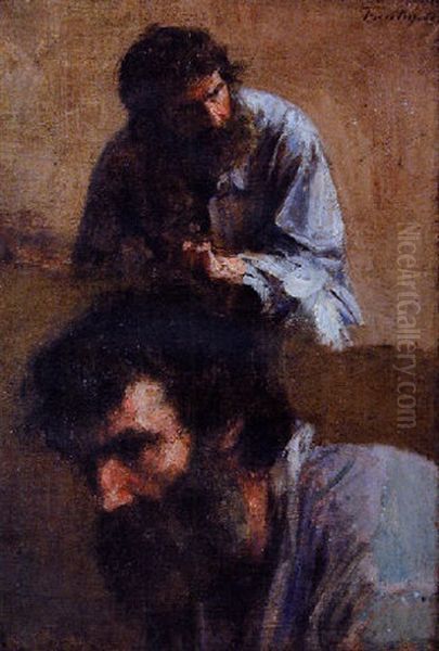 Deux Tetes D'hommes Oil Painting by Henri Fantin-Latour