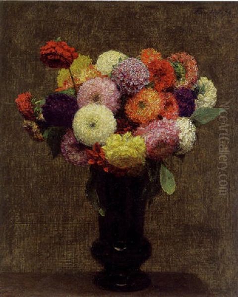 Dahlias Oil Painting by Henri Fantin-Latour