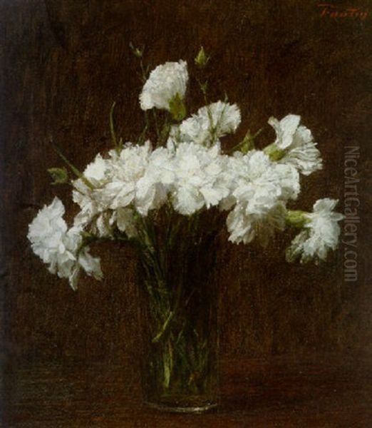 Oeillets Blancs Oil Painting by Henri Fantin-Latour