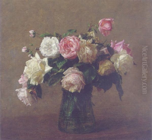 Bouquet De Roses Oil Painting by Henri Fantin-Latour