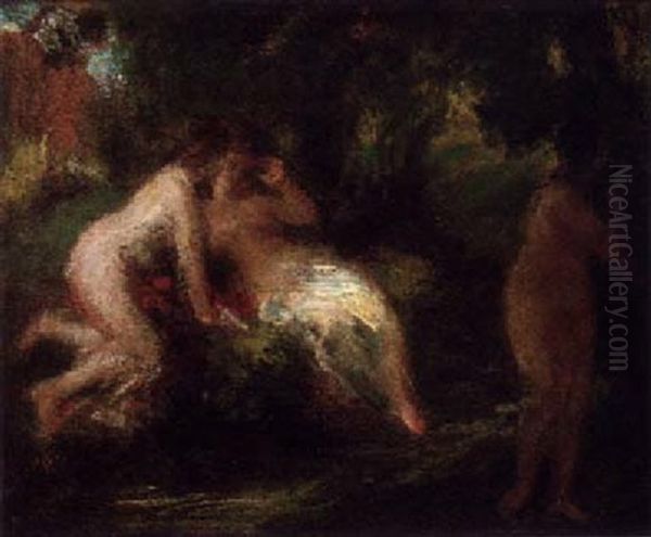 Female Bathers In A Forest Oil Painting by Henri Fantin-Latour