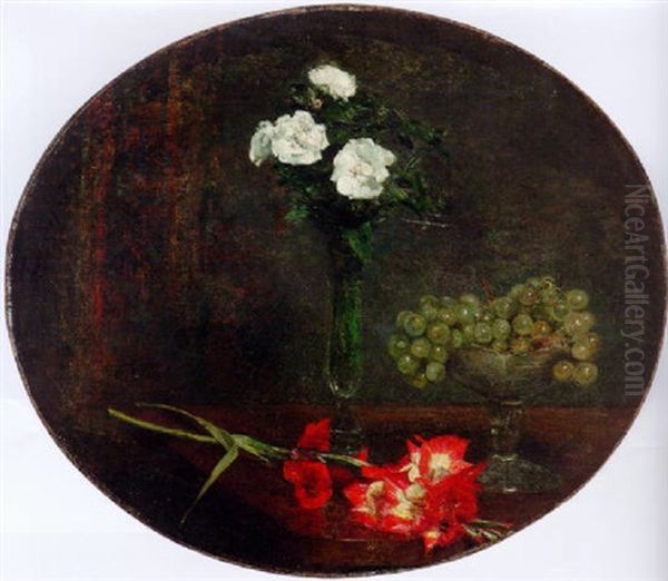 Nature Morte Aux Fleurs Oil Painting by Henri Fantin-Latour