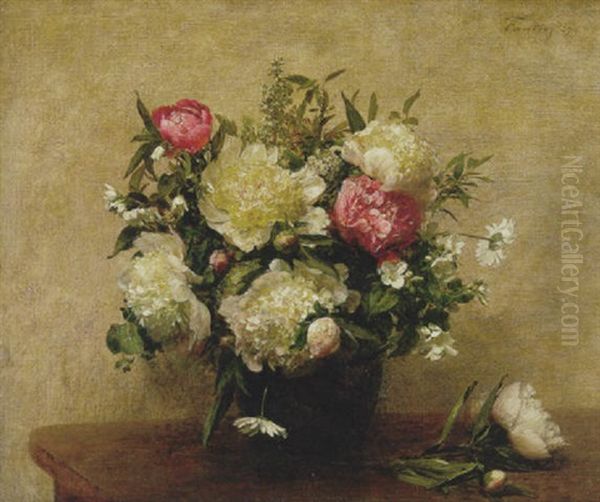 Vase De Pivoines Oil Painting by Henri Fantin-Latour