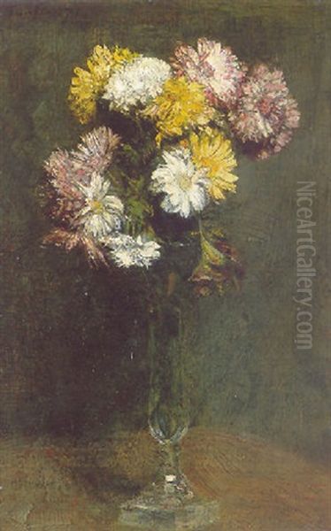 Chrysanthemes Oil Painting by Henri Fantin-Latour