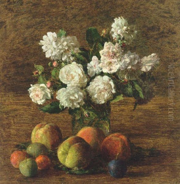 Nature Morte: Roses Et Fruits Oil Painting by Henri Fantin-Latour