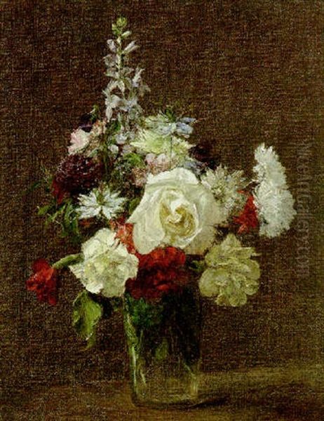 Fleurs Melees Oil Painting by Henri Fantin-Latour