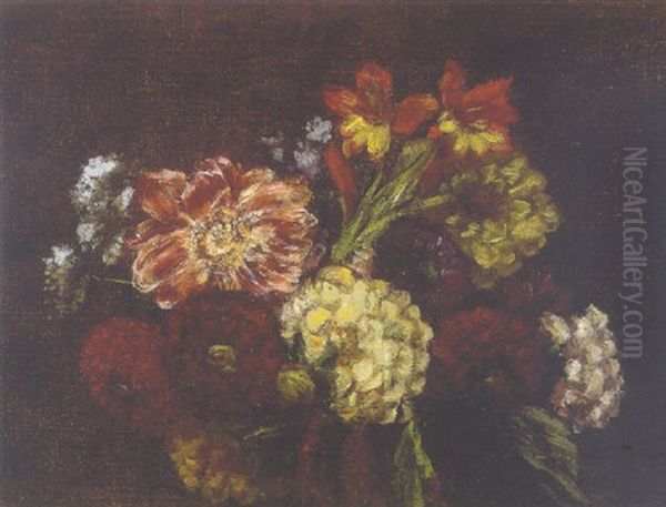 Fleurs: Dahlias, Glaieuls Oil Painting by Henri Fantin-Latour