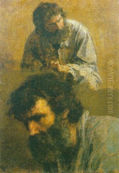 Deux Tetes D'hommes Oil Painting by Henri Fantin-Latour