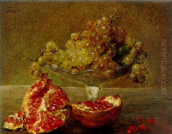 Nature Morte, Raisin Et Grenade Oil Painting by Henri Fantin-Latour