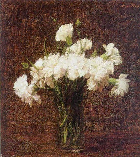 Oeillets Blancs Oil Painting by Henri Fantin-Latour