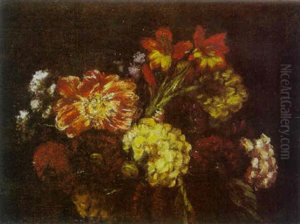 Fleurs, Dahlias, Glaieuls Oil Painting by Henri Fantin-Latour