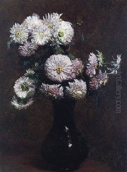 Chrysanthemes Oil Painting by Henri Fantin-Latour