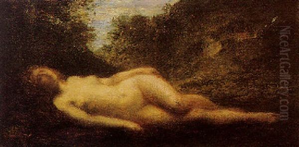 A Reclining Nude In Woodland Oil Painting by Henri Fantin-Latour