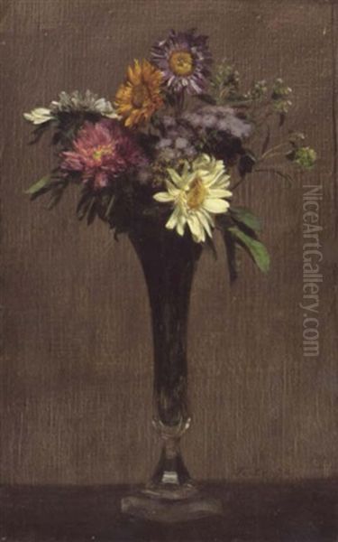 Marguerites Et Dahlias Oil Painting by Henri Fantin-Latour