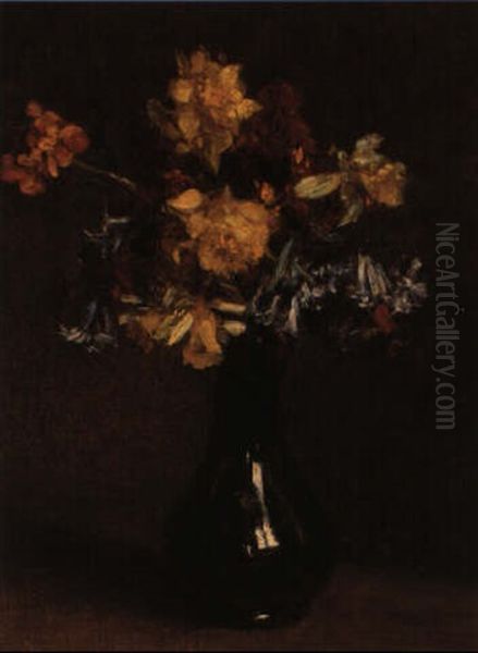 Vase De Fleurs Oil Painting by Henri Fantin-Latour