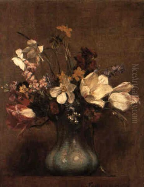 Fleurs Variees Oil Painting by Henri Fantin-Latour