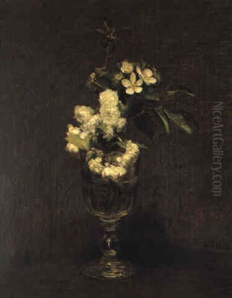 Fleurs De Cerisier Oil Painting by Henri Fantin-Latour