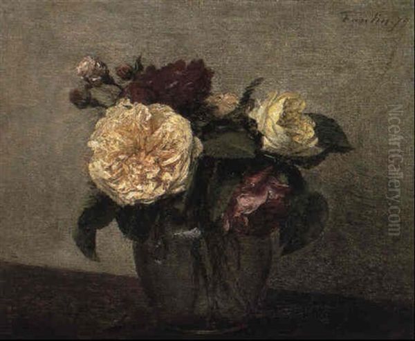 Roses Jaunes Et Rouges Oil Painting by Henri Fantin-Latour