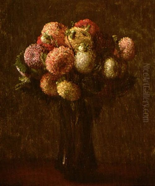 Dahlias Sombres Oil Painting by Henri Fantin-Latour