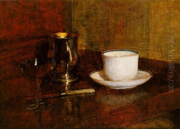 Nature Morte Au Verre Et Tasse Oil Painting by Henri Fantin-Latour