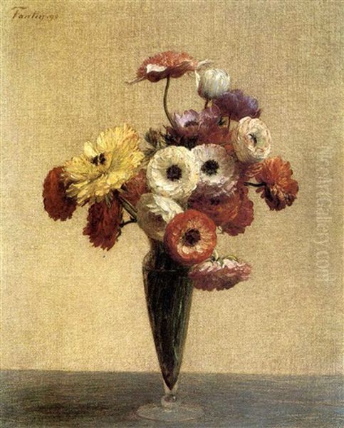 Anemones Et Renoncules Oil Painting by Henri Fantin-Latour