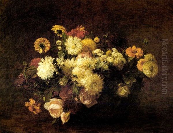 Bouquet De Fleurs Oil Painting by Henri Fantin-Latour